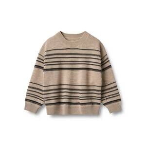 NEW WHEAT kid's flores stripes sweater in sand/black